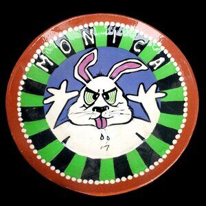 Ceramic Art Plate Mark Adan Rabbit Gift for Monica 9 Inch Pottery